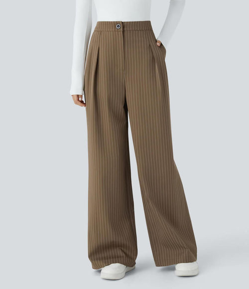 NWT Halara High Waisted Wide Leg Striped Work Pants Size Large