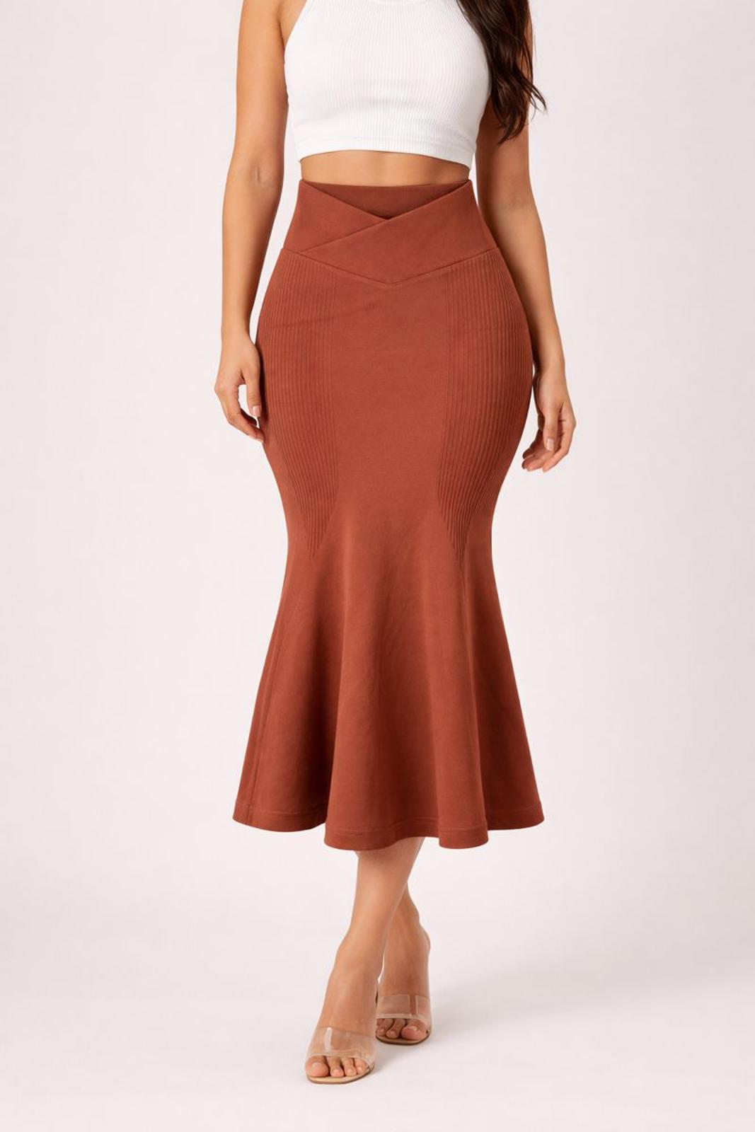 NWT Halara Rust Mermaid Body Con Midi Skirt Size Small