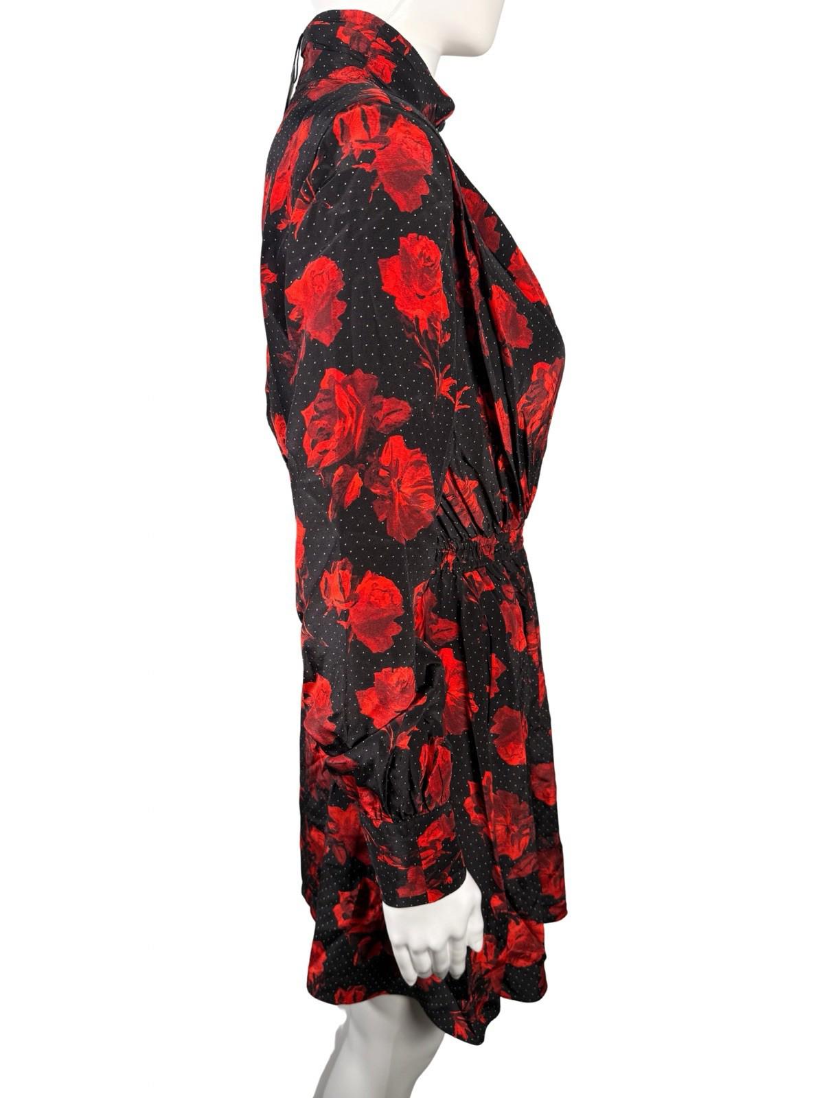 The Kooples Dots & Roses 100% Silk Dress Size US XS NWT