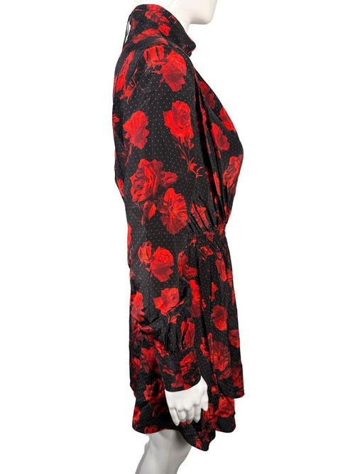 The Kooples Dots & Roses 100% Silk Dress Size US XS NWT