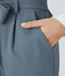 NWT Halara High Waisted Belted Pocket Wide Leg Work Pants Deep Sea Gray Blue XL