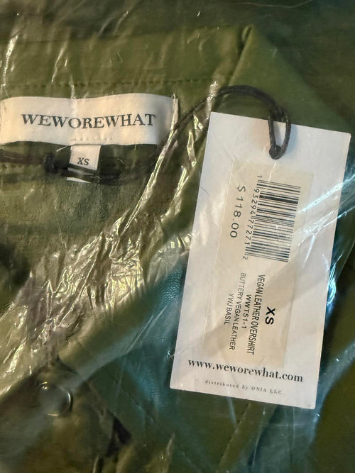 NWT We Wore What Vegan Leather Overshirt Basil Green XS
