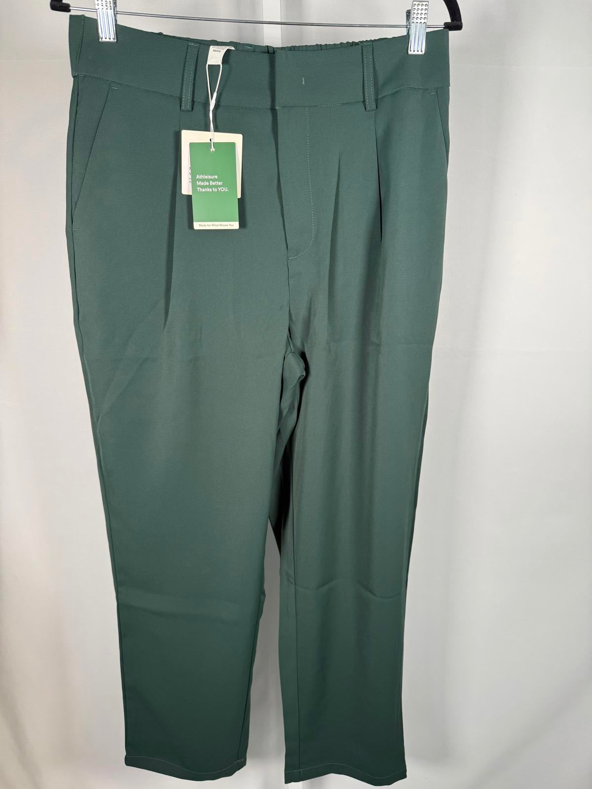NWT Halara High Waisted Pocket Solid Work Tapered Pants Dark Green L