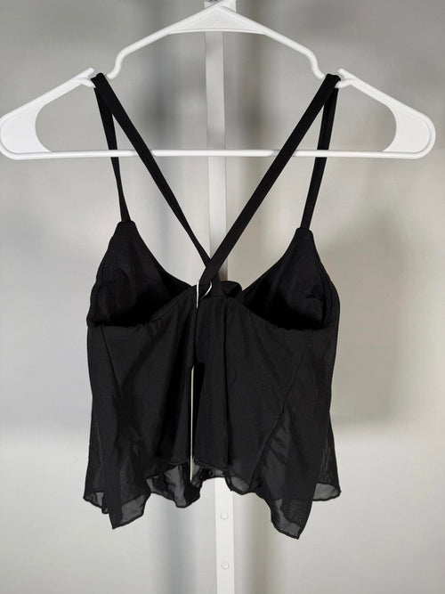 NWT Halara Mesh Overlay Tank with Criss Cross Straps in Back Black S