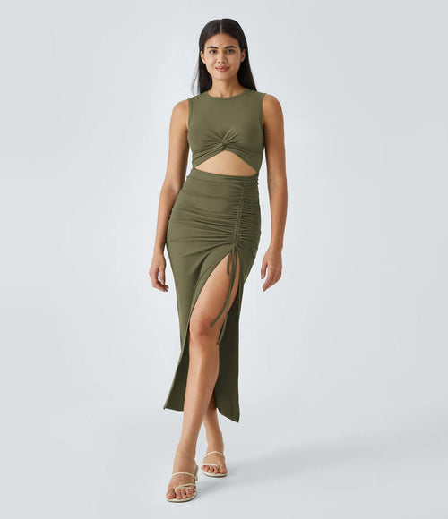 NWT Halara Capulet Midi Dress in Olive Size Large