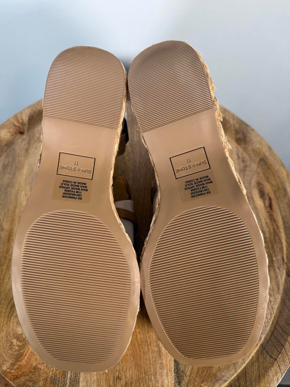 SUN STONE Women's Finnickk Strappy Espadrille Wedge Sandals Nude Size 11 NWB