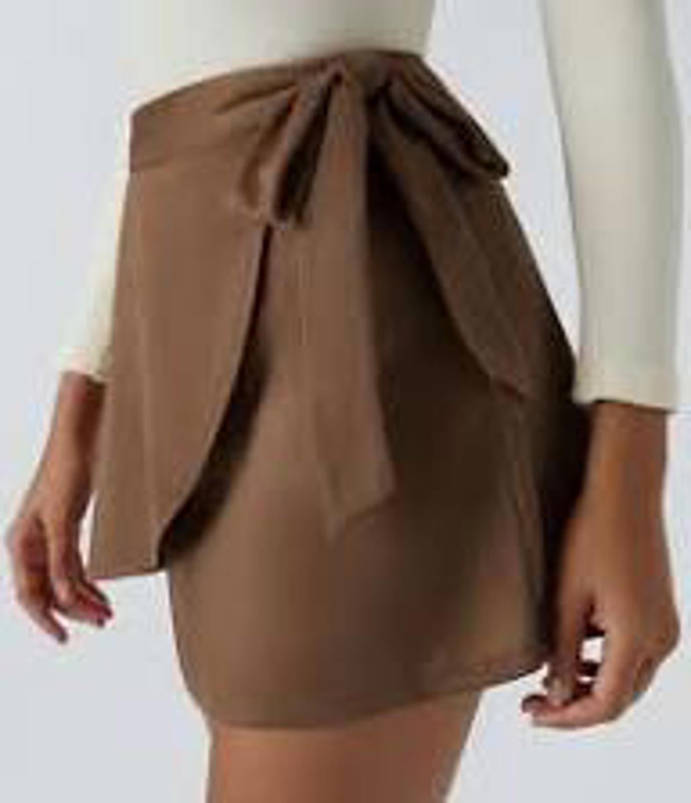 NWT Halara Suede Wrap Side Tie Mini Skirt in Pecan Pie Small