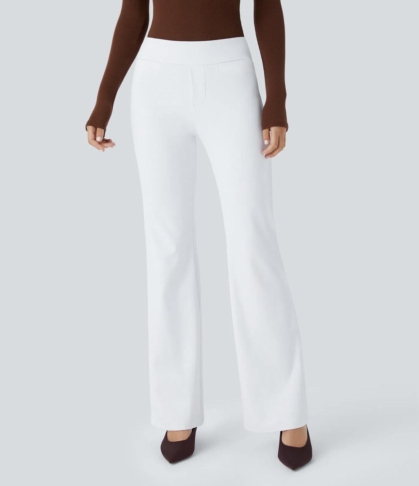 NWT Halara Flex™ Mid Rise Pocket Work White Pants Size Large