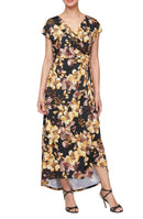 SLNY SL FASHIONS Print Faux Wrap Maxi Dress Size 6