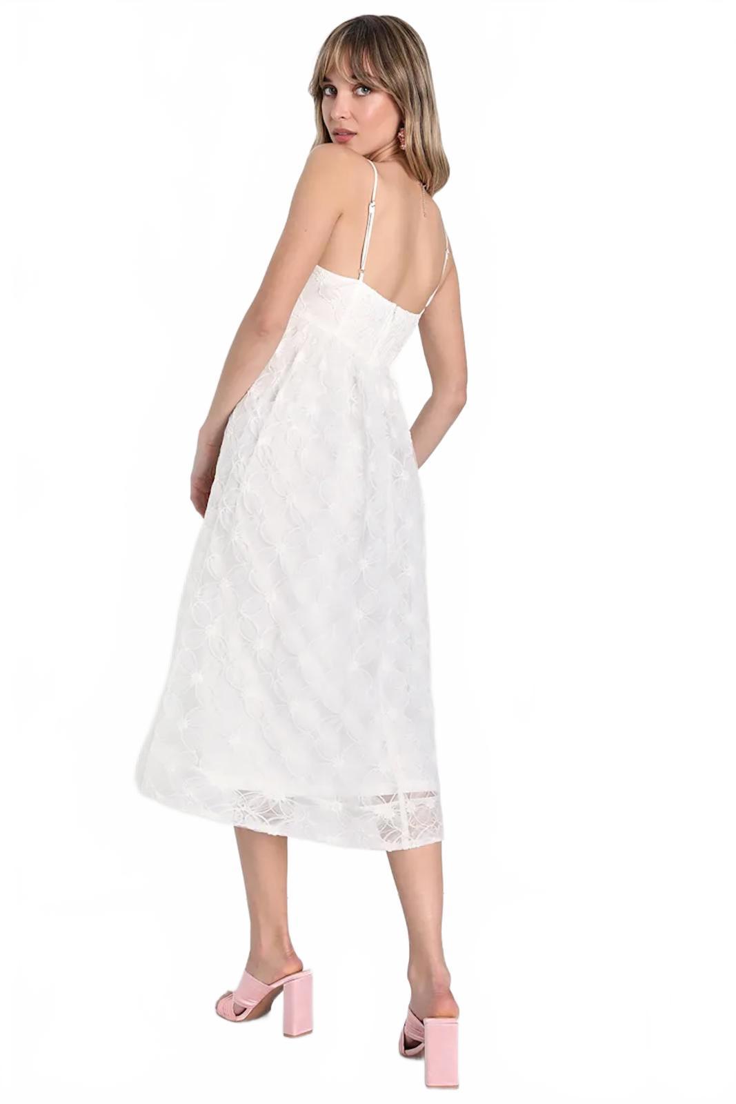 Lulus Radiate Elegance Ivory Floral Tulle Midi Dress - L NWT