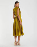 NWT Mac Duggal Apparel Green Pleated Cap Sleeve Belted A Line Dress Size 6