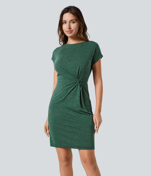 NWT Halara Round Neck Short Sleeve Mini Casual Dress, Size - M