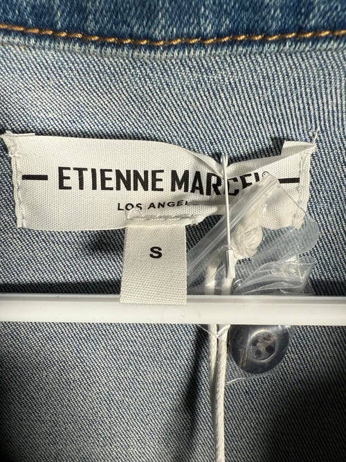 Etienne Marcel Faded Wash Notch Lapel Denim Jumpsuit Size S