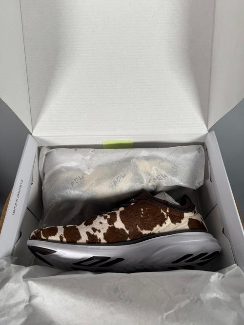 NIB APL Women's Deep Brown White Cow Iconic Phantom Sneakers Size 8