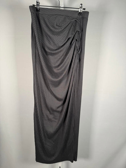 Atelier Women's Wrap Dark Gray Sleeveless Ribbed Knit with Ring Detail Size M