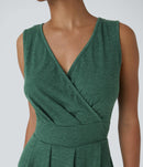 NWT Halara Deep V Neck Sleeveless High Low Flowy Midi Casual Dress Size - XL