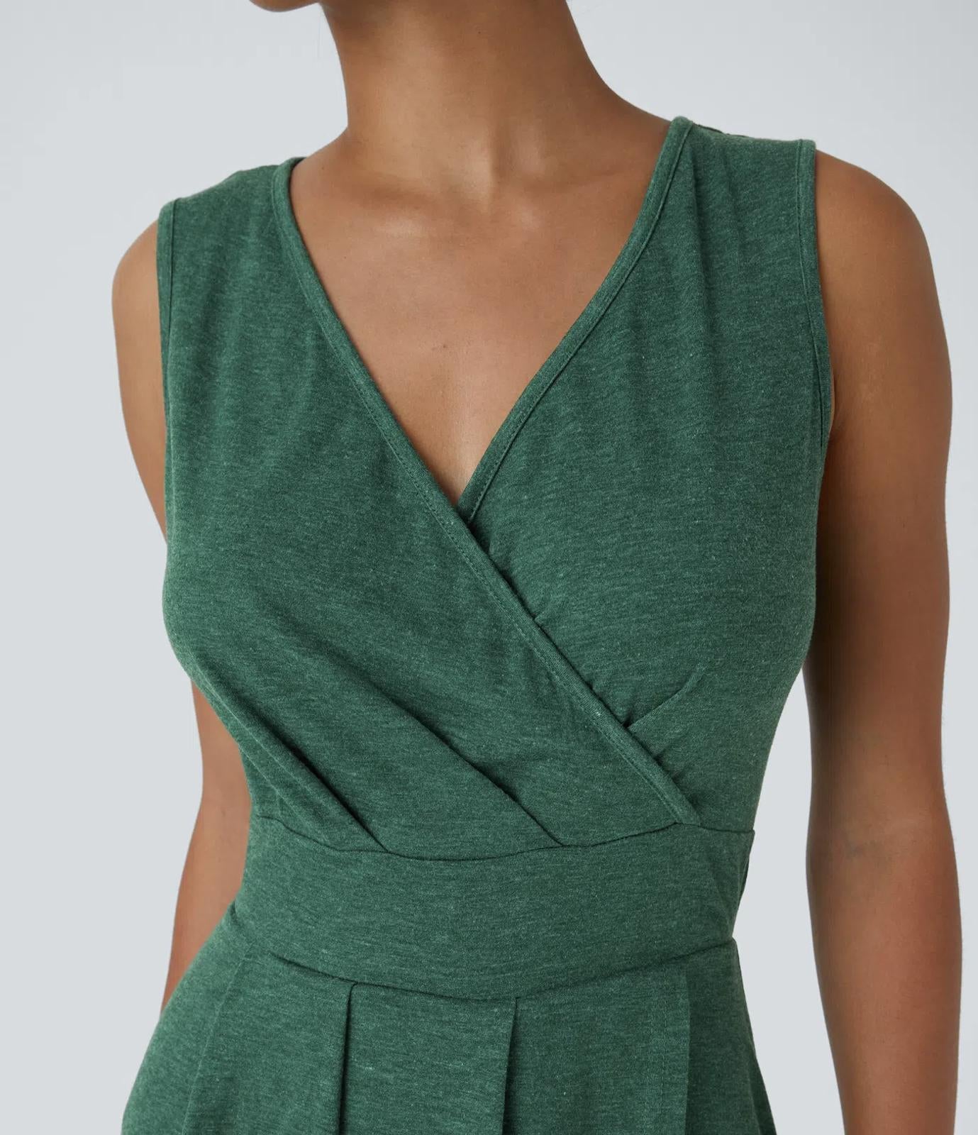 NWT Halara Deep V Neck Sleeveless High Low Flowy Midi Casual Dress Size - XL