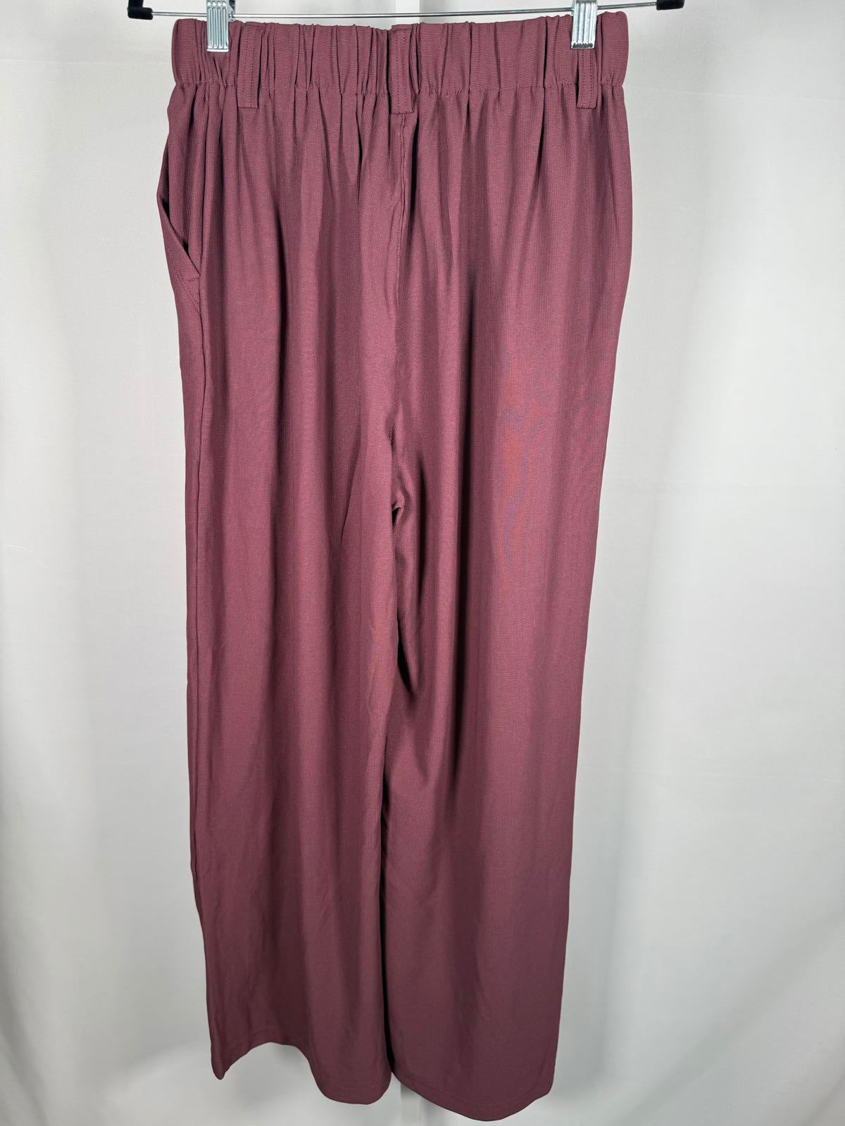 NWT Halara Flex™ High Waisted Pocket Wide Leg Waffle Work Pants Plum Wine - M