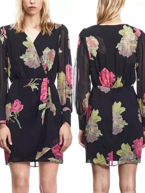 The Kooples Floral Print Mini Dress - Pink (FRENCH SIZE 1) $415 MRSP