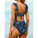 CUPSHE One Piece Swimsuit V Neck Ruffle Tummy Control Floral Print Size M
