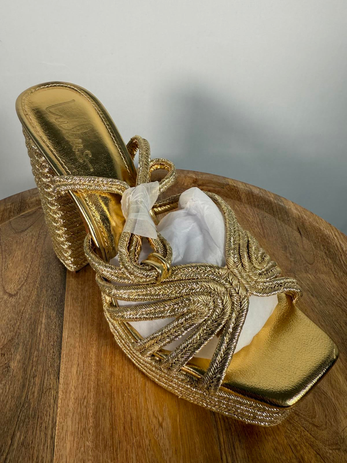 Lulus Seelah Gold Metallic Strappy Platform High Heel Sandals - 11 NWB