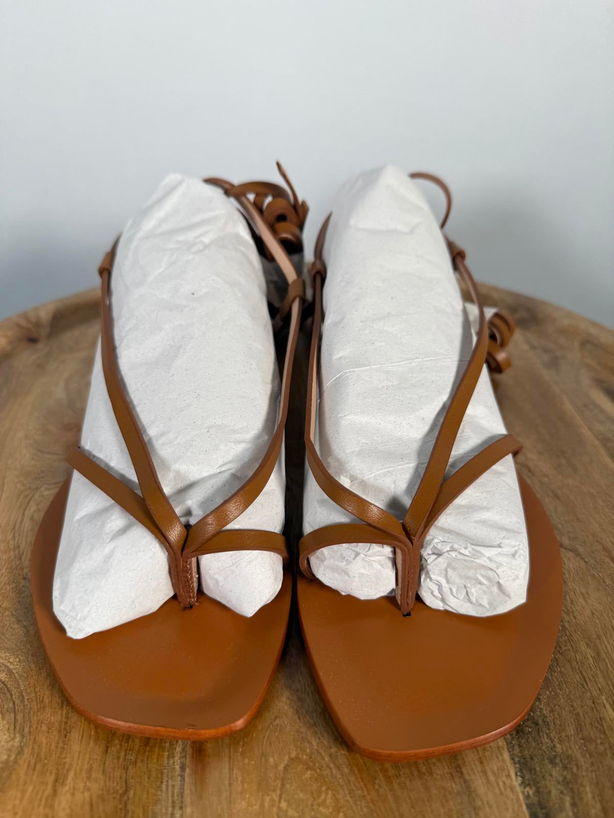 Kaanas Paloma Wrap Sandal Brown Size 9 new in box