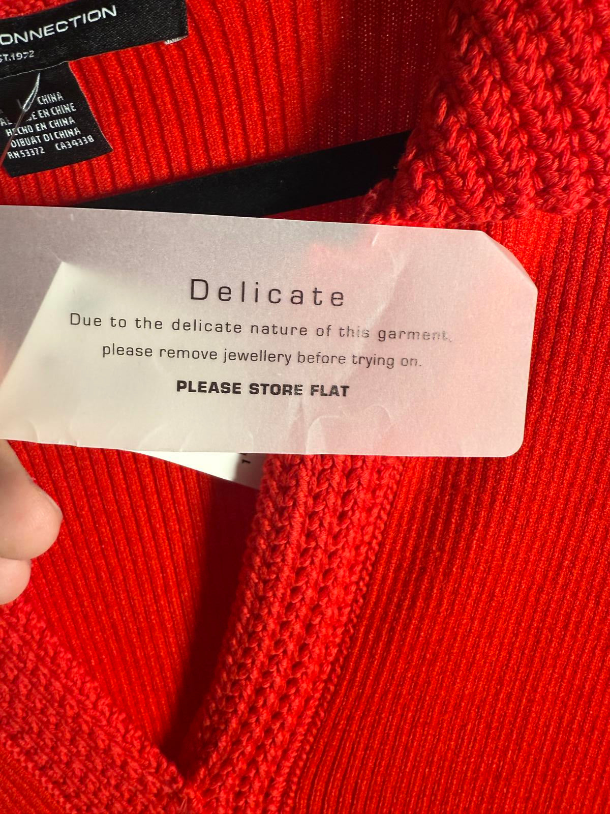 NWT FRENCH CONNECTION Women's Cosysoft V-neck Midi Dress In Red Size L