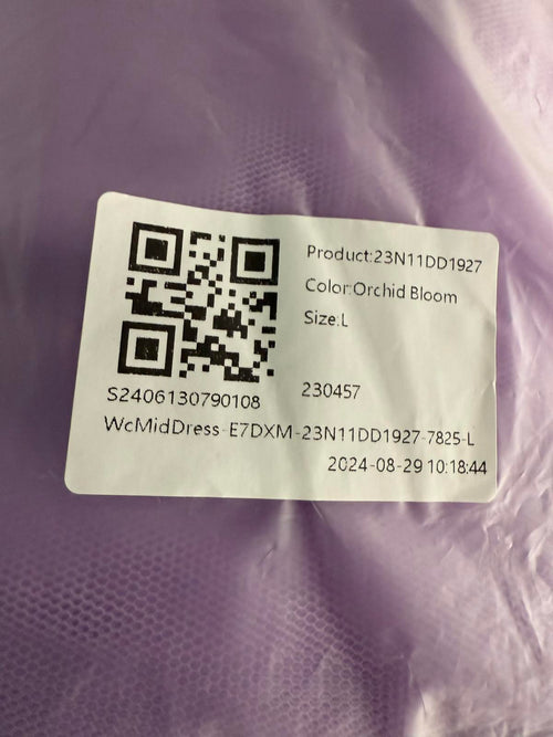 NWT Halara V Neck Ruched Lace Up Contrast Mesh Midi Casual Dress Orchid Bloom L