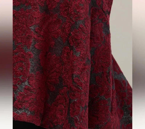 NWT Rachel Parcell Metallic Floral Jacquard Fit & Flare Skirt Deep Red Size 0