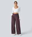 Halara Flex High Waisted Pocket Wide Leg Waffle Work Pants- M