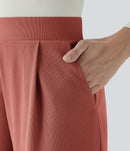 NWT Halara High Waisted Body Sculpt Waist-Slimming Micro Waffle Work Pant Red S