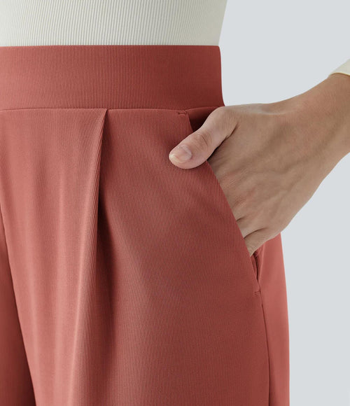 NWT Halara High Waisted Body Sculpt Waist-Slimming Micro Waffle Work Pant Red S