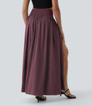 NWT Halara Breezeful High Waisted Split 2-in-1 Flowy Maxi Skirt Amaranth S