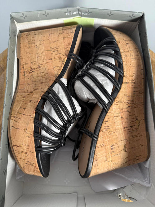 NWB Sun + Stone Tillyyp Womens Faux Leather Heeled Wedge Sandals 9.5