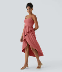 NWT Halara Breezeful High Low 2-Piece Pocket Midi Casual Dress Kapok Red L