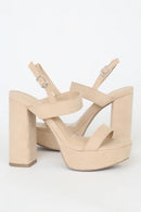 Lulus Acee Natural Suede Platform Heels - 11 NWB