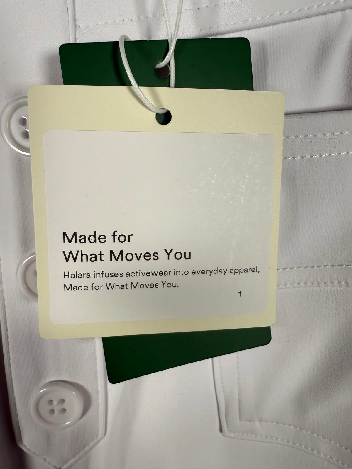 NWT Halara High Waist Button Multiple Pockets Strght Leg Casual Pants White- XS