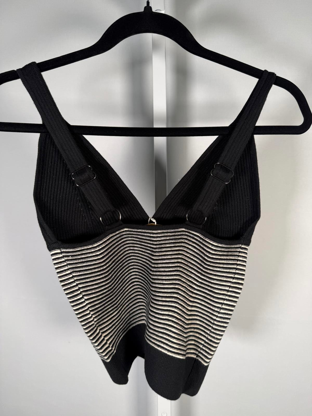 NWT Ramy Brook Madeline Sweater Tank Black & Cream XS