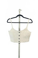 NWT 7 For All Mankind White Button Front Crop Top Women's Size Medium