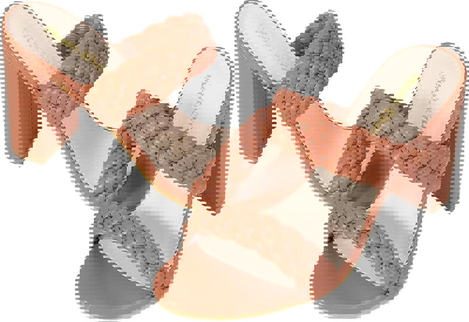 Heels Charm Women's Woven Chunky Block Heeled Sandal Brown, Size 9 NWT