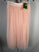 NWT Halara High Waisted Mesh Overlay Flowy Flare Midi Casual Skirt Cream Tan XS