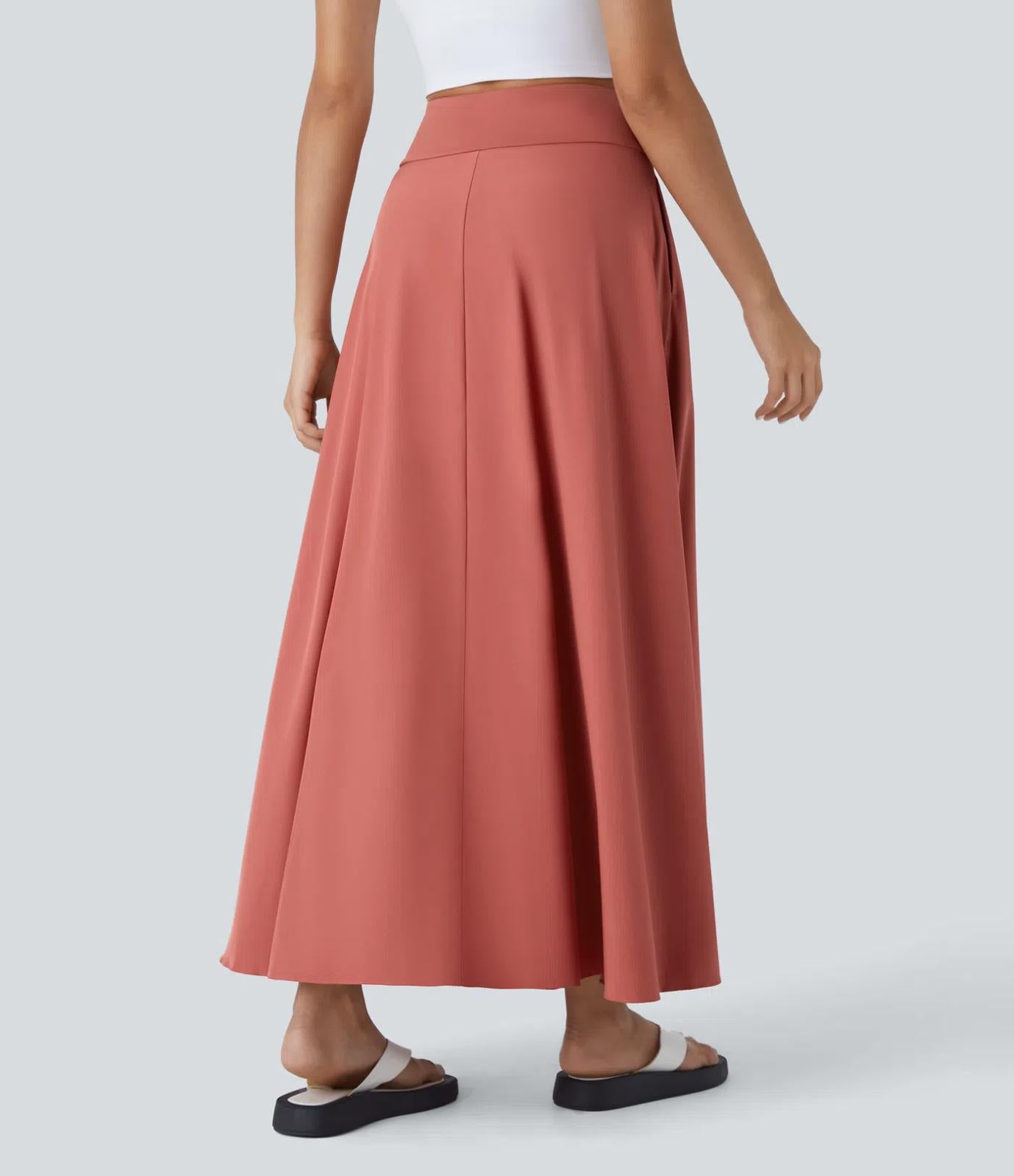 NWT Halara Breezeful High Waisted Pocket 2-in-1 Flowy Casual Maxi Skirt Size L