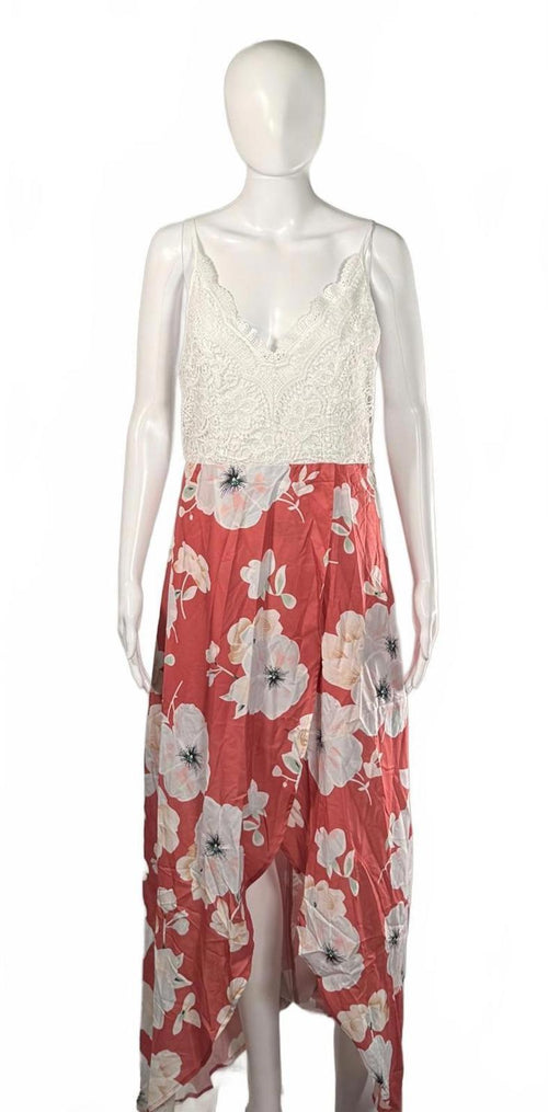 NWT Cupshe Floral Lace Bodice High Low Maxi Dress Women's Size M