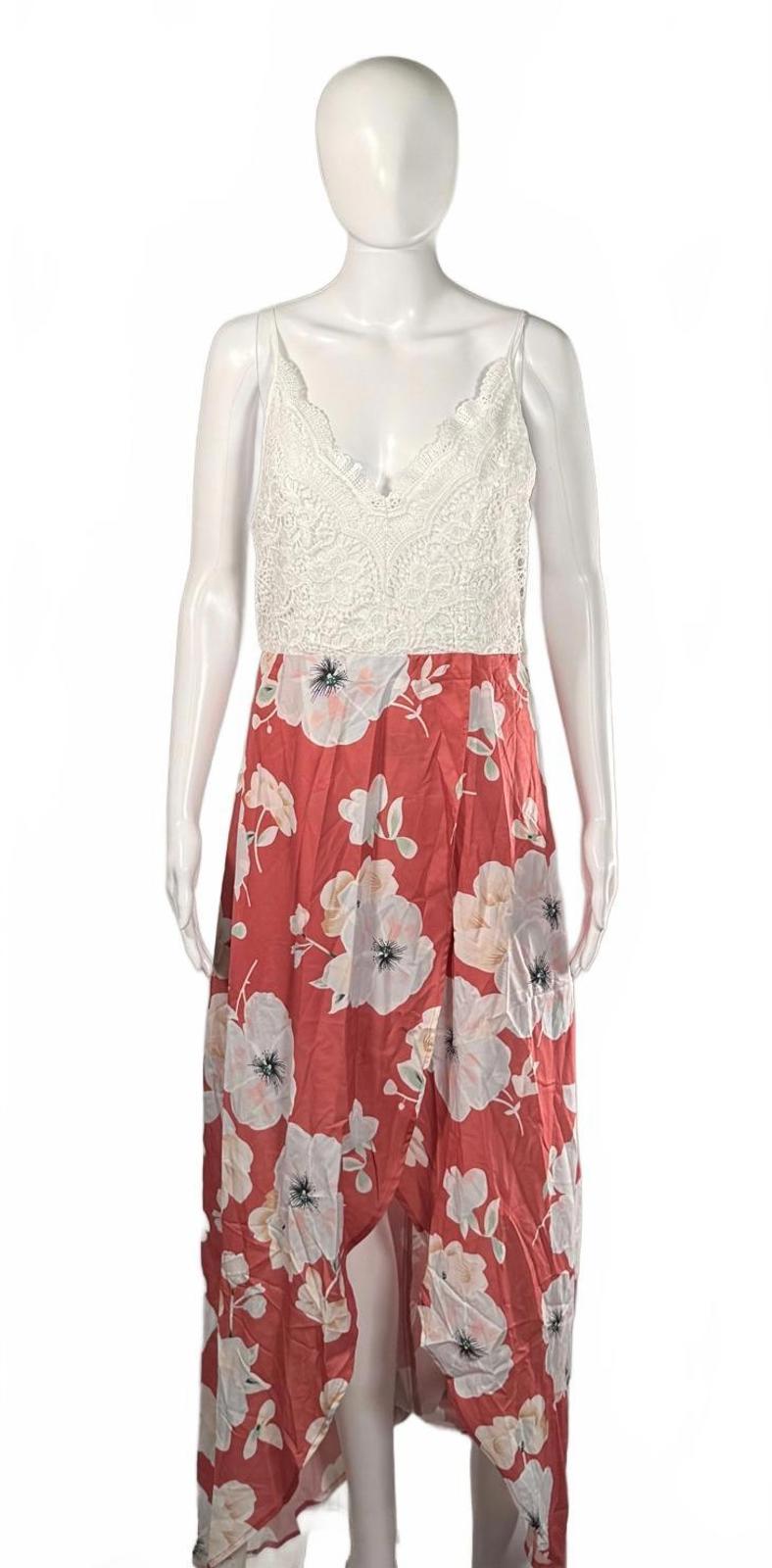 NWT Cupshe Floral Lace Bodice High Low Maxi Dress Women's Size M
