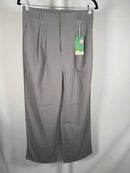 NWT Halara High Waisted Pocket Shirred Straight Leg Work Pant Gray Size M Petite
