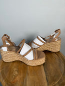 SUN STONE Women's Finnickk Strappy Espadrille Wedge Sandals Nude Size 11 NWB