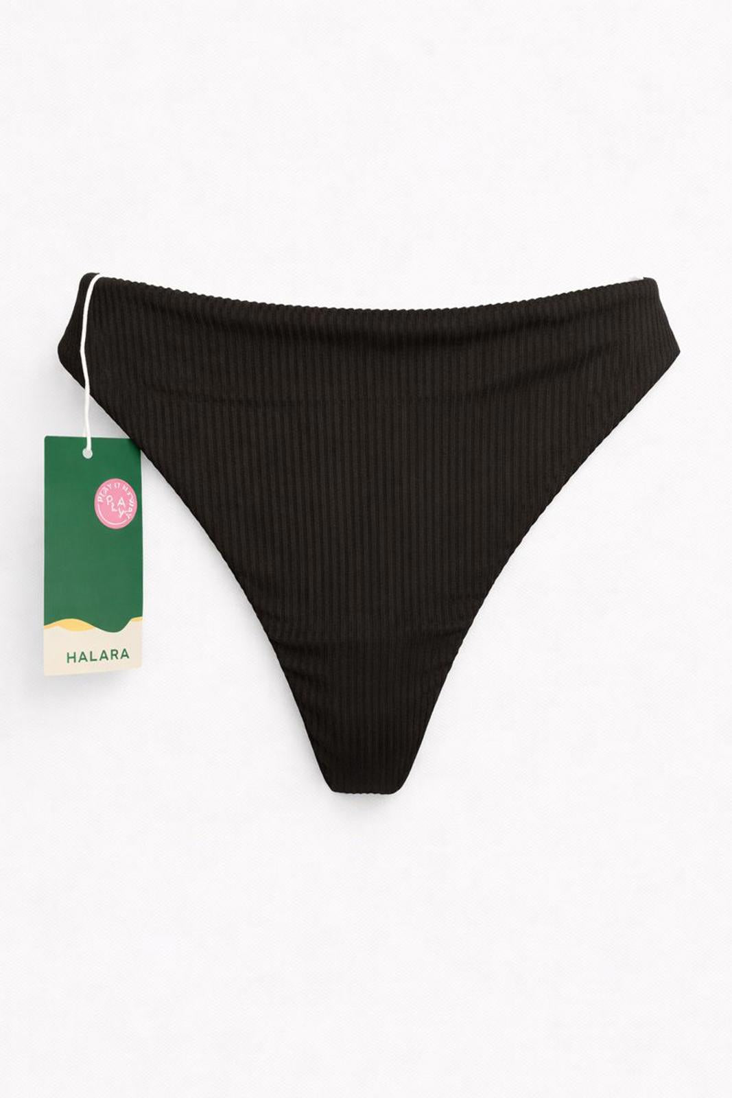 NWT Halara Bikini Bottom Ribbed Black Size Large