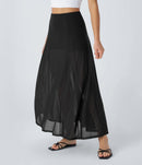 NWT Halara High Waisted Sheer Mesh 2-in-1 Maxi Casual Flare Skirt Black S