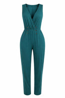 NWT Halara Women's Jumpsuit Sleeveless V Neck Button Detail Size M