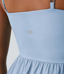 NWT Halara Breezeful High Low 2-Piece Pocket Flowy Midi Casual Dress Ice Blue M